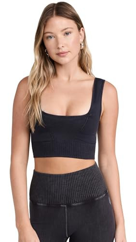 Free People Women's Square Neck Good Karma Bra, Black, M-L | Amazon (US)