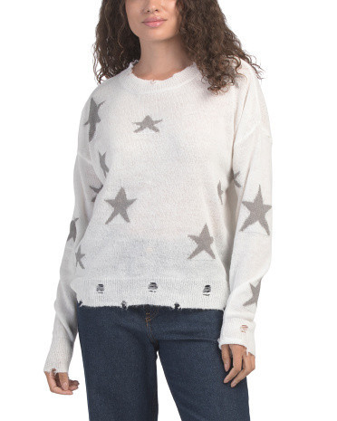 Stars Knit Long Sleeve Sweater For Women, Polyester/Acrylic | TJ Maxx