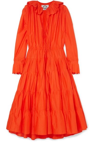 Evi Grintela - Marie Tiered Ruffle-trimmed Cotton Midi Dress - small | NET-A-PORTER (UK & EU)