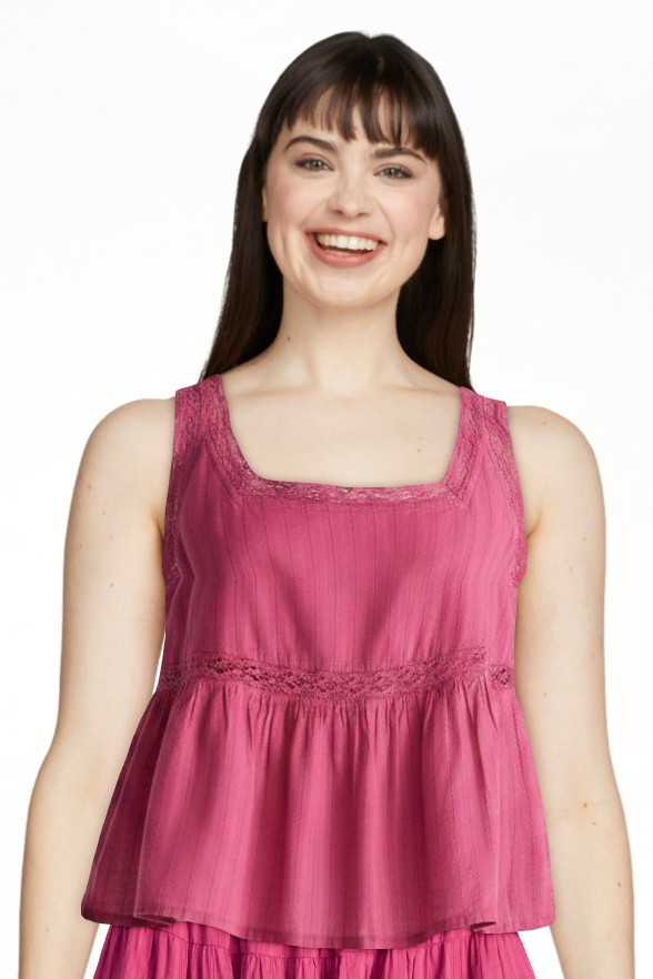 Scoop Women’s and Women’s Plus Cropped Lace Cotton Tank Top, Sizes XS-4X | Walmart (US)