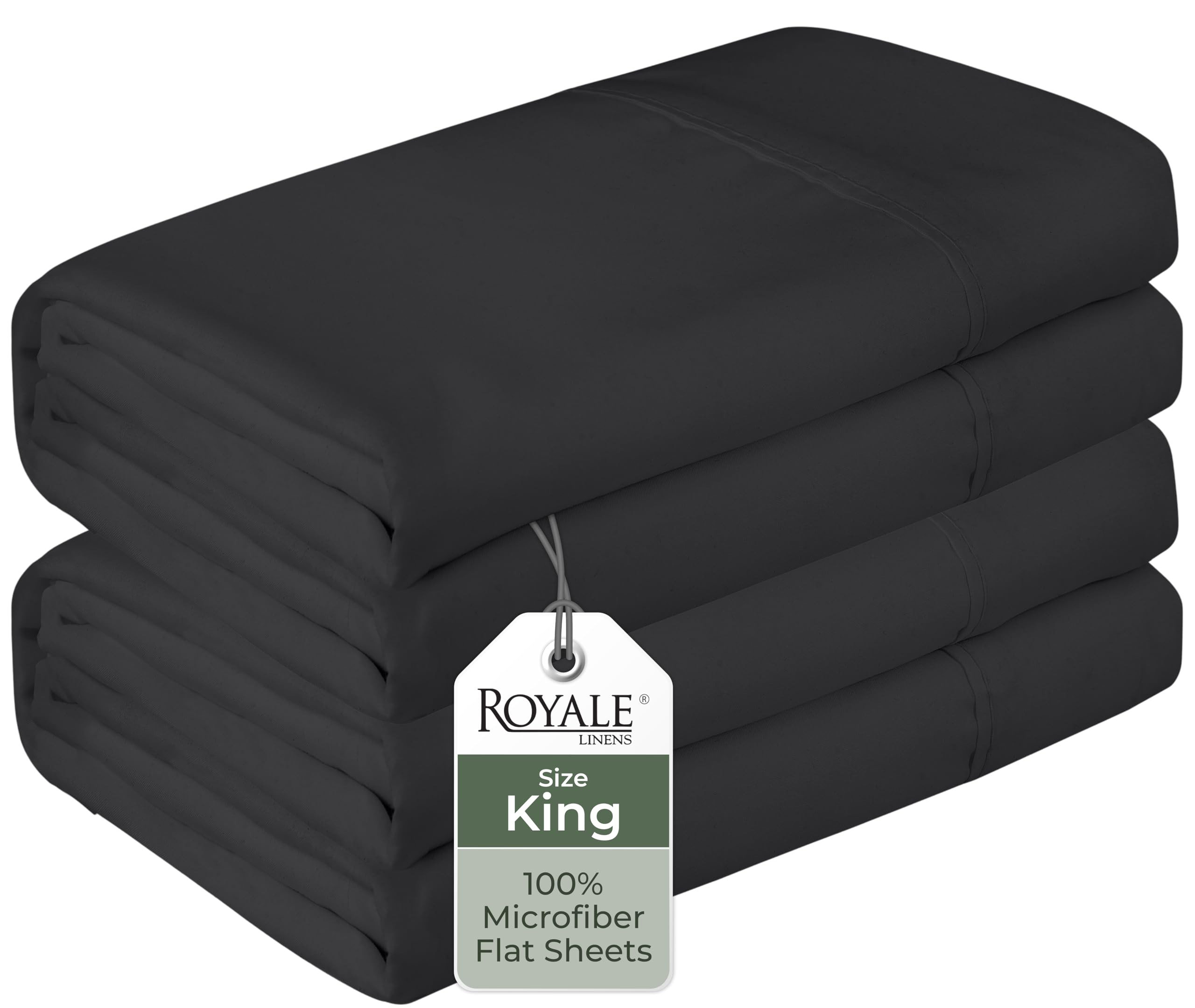 Royale Linens 2 Pack Bulk Flat Sheet Set - Top Sheets - Soft 1800 Microfiber - Wrinkle & Stain Re... | Amazon (US)