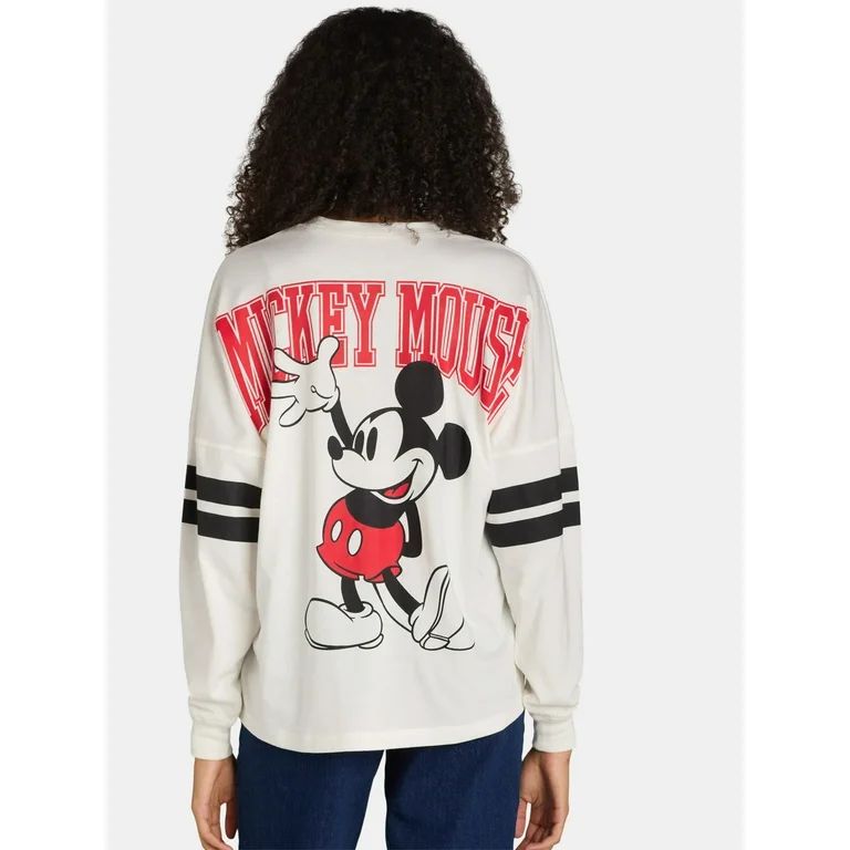 Mickey Mouse Women's Juniors Graphic Tee with Long Sleeves, Sizes XXS-XXL - Walmart.com | Walmart (US)