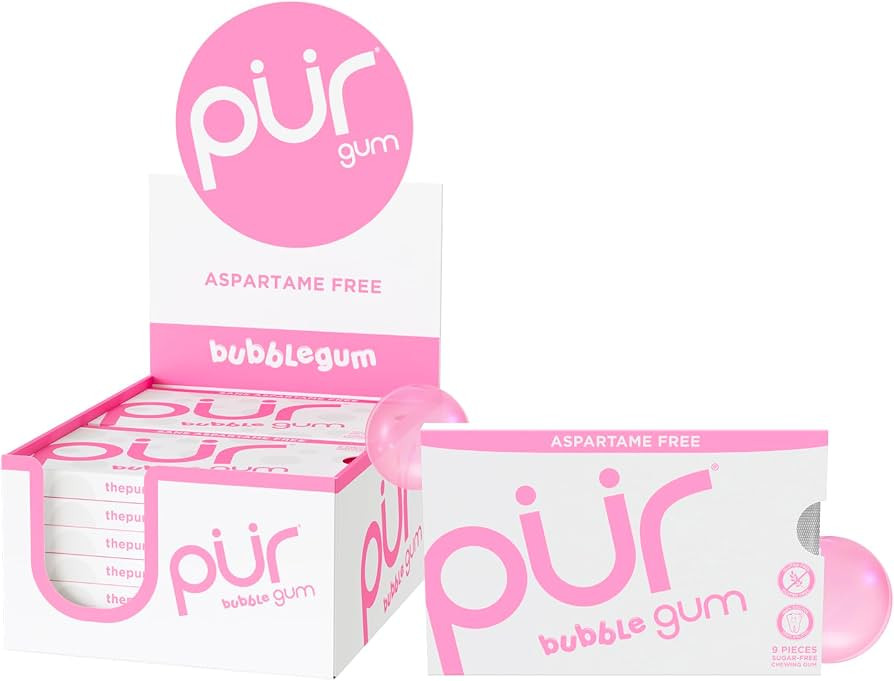PUR Gum | Aspartame Free Chewing Gum | 100% Xylitol | Natural Bubblegum Flavored Gum, 9 Pieces (P... | Amazon (US)