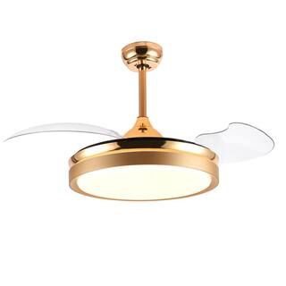 42 in. LED French Gold Retractable Ceiling Fan with Light Kit and Remote Control | The Home Depot