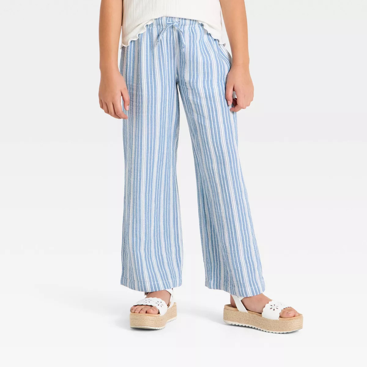 Girls' Striped Pull-on Beach Pants - Cat & Jack™ Blue M | Target