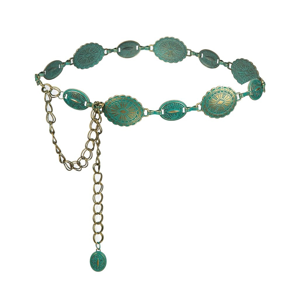 ILuvatar Waist Chain Women's Metal Dress With Sweater Gold Retro Turquoise Stone Punk Belt Concho... | Amazon (US)