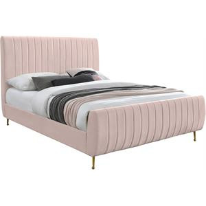 Pemberly Row Contemporary Transitional Pink Velvet Full Bed | Homesquare