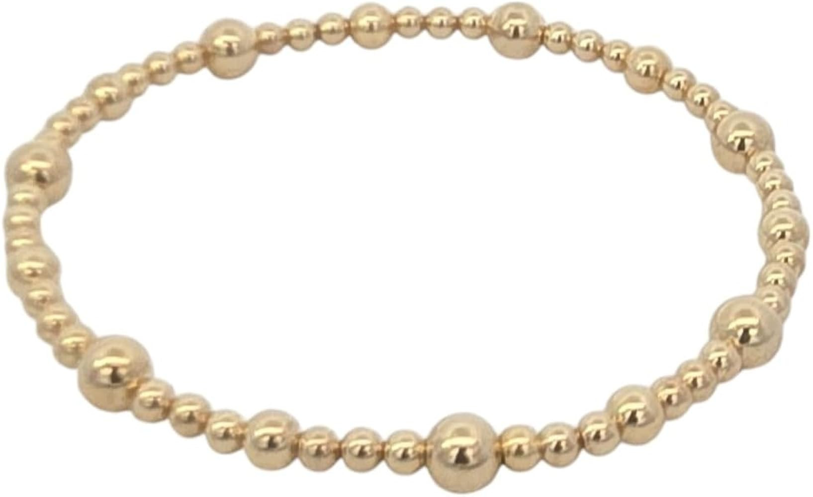 Anela 14kt Gold Filled Beaded Bracelet - Alternate Pattern of 3mm, 4mm & 5mm Beads, Tarnish-Free ... | Amazon (US)