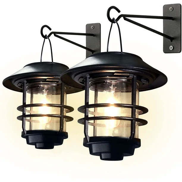 Otdair Solar Wall Mounted Lantern Lights Outdoor , 2 Pack Waterproof Solar Glass Sconce Light , W... | Walmart (US)