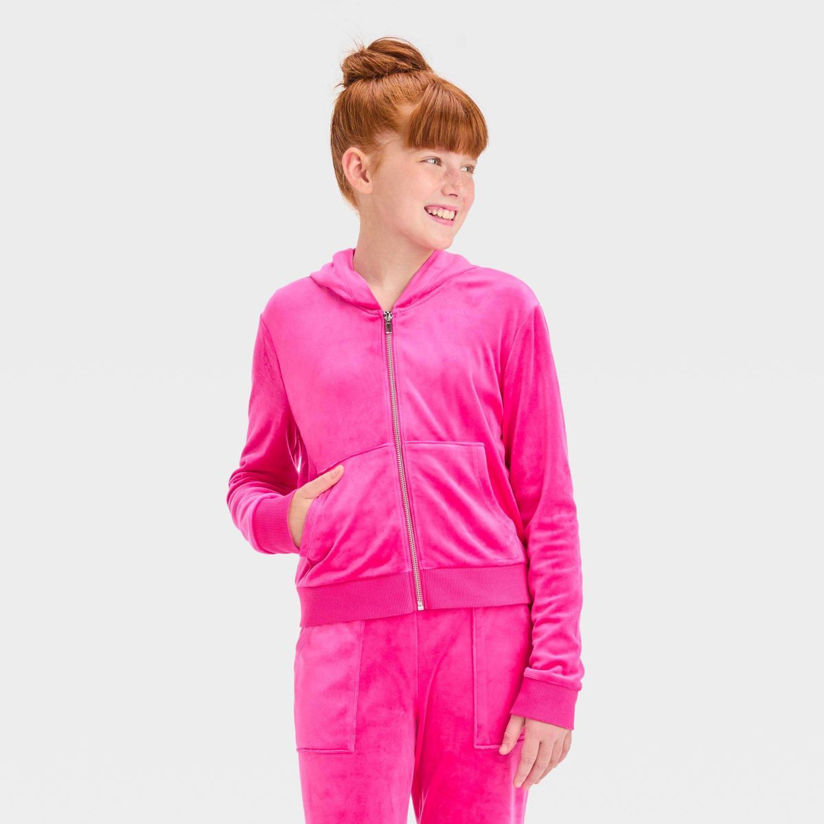 Girls' Velour Cropped Zip-Up Sweatshirt - art class™ | Target