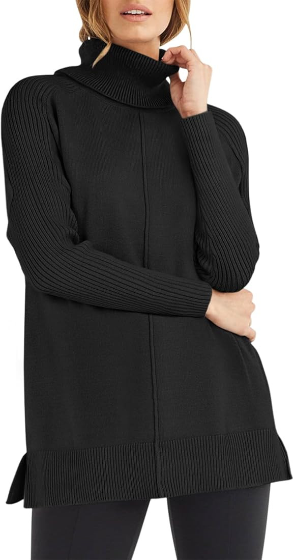 Caracilia Womens Oversized Turtleneck Sweaters 2023 Fall Batwing Long Sleeve Chunky Ribbed Knit T... | Amazon (US)