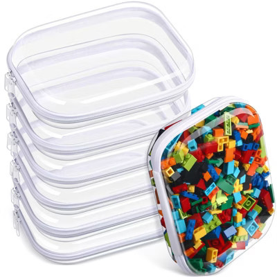 Etokfoks 6 Pack Clear Hard Zipper Cases 7.87 x 5.9 x 2 Inch PVC Organizer Pouches for Travel Snacks Makeup and Accessories Storage | Target