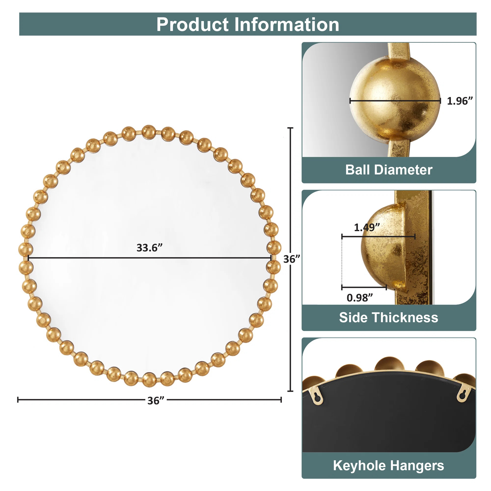 Marlowe Beaded Round Wall Mirror | Wayfair North America