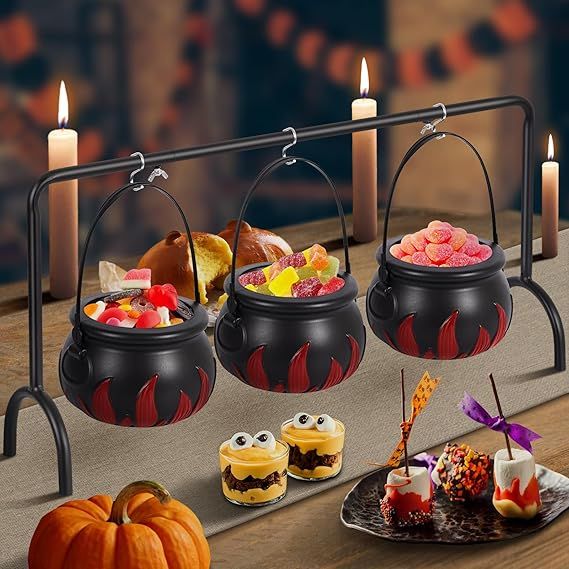 Halloween Party Decoration, Cauldron Halloween Decor, 3 Witches Cauldron with Black Decor Iron Ra... | Amazon (US)