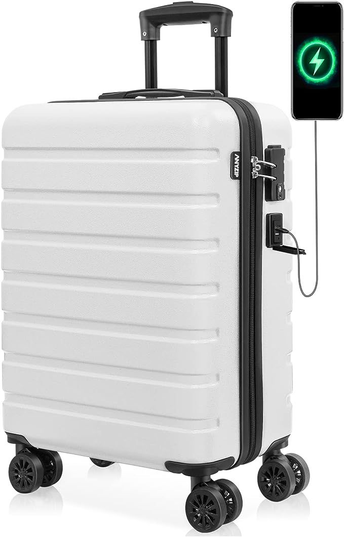 AnyZip Carry On Luggage 21" Hardside PC ABS Lightweight USB Suitcase with Wheels TSA Lock | Amazon (US)