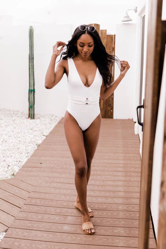 Sunshine Goddess White One Piece Swimsuit FINAL SALE | The Pink Lily Boutique