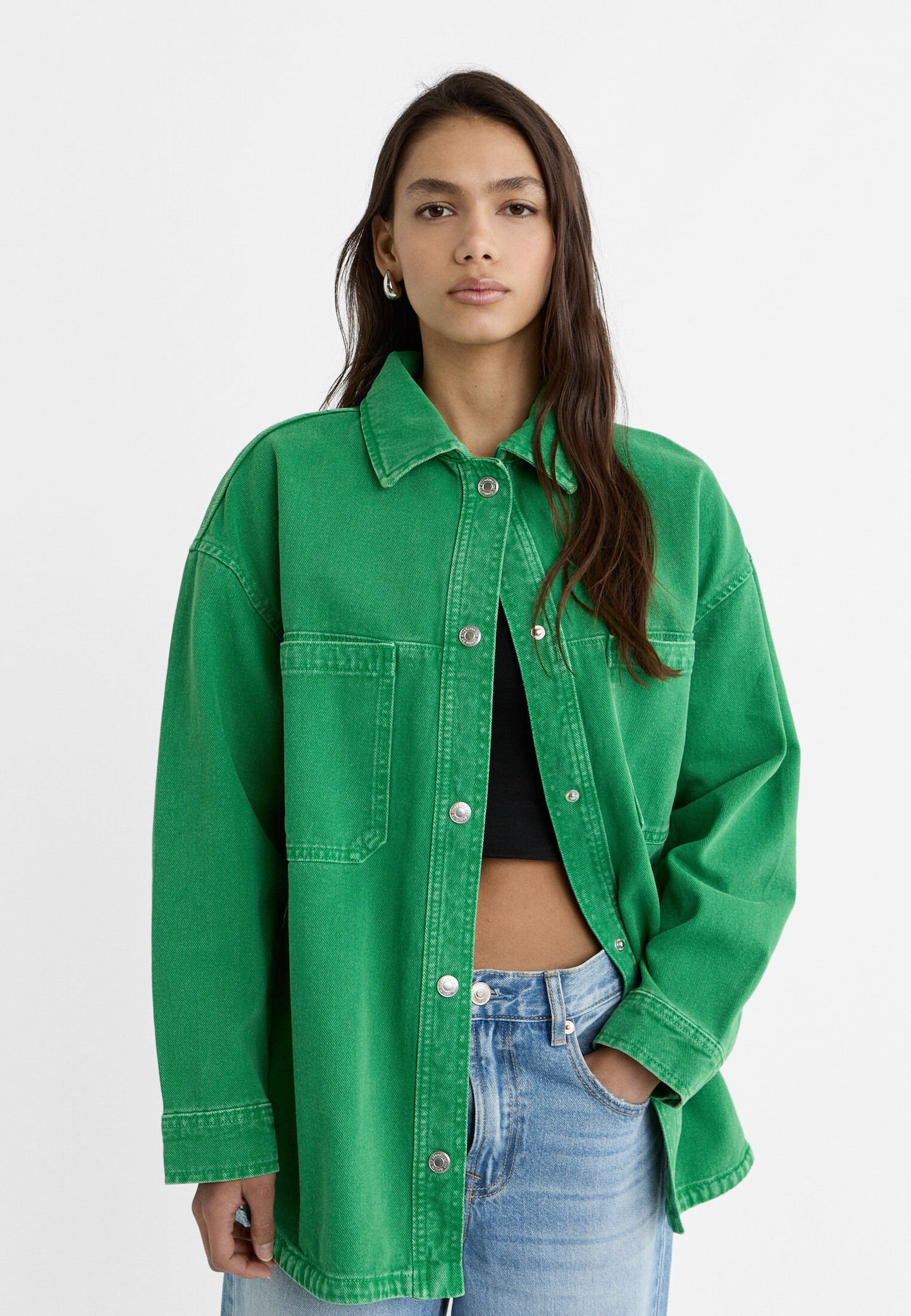 Oversize twill overshirt | Stradivarius (UK)