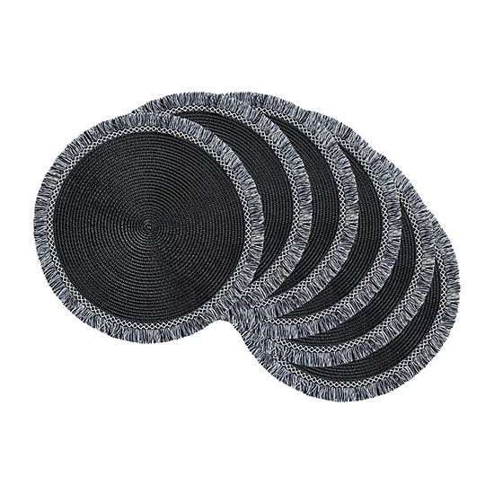 Design Imports Black Round Fringed 6-pc. Placemats | JCPenney