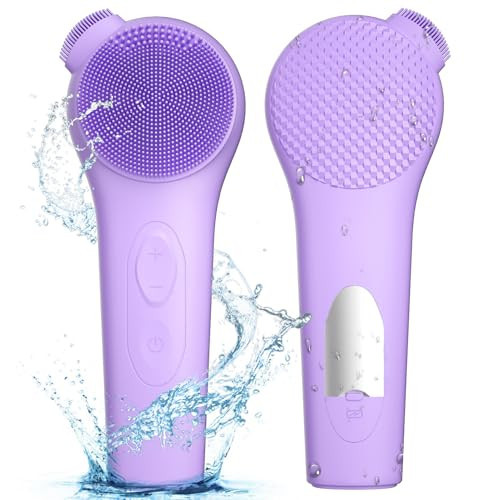 ADINC Silicone Face Scrubber, Waterproof Rechargeable Facial Cleansing Brush, 5 Cleansing Modes with Nose Brush for Women & Men Electric Face Wash Brush for Deep Cleaning Exfoliating, Massaging Purple | Amazon (US)