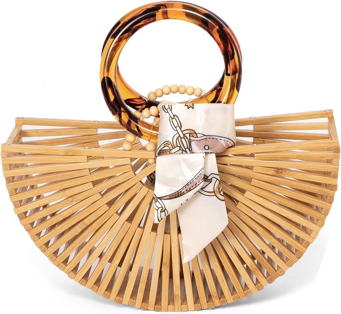 YIDIANAI Women's Bamboo Handbag Handmade Trendy Style Tote Bag Tasteful Basket | Amazon (US)