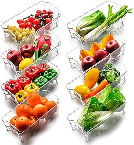 Set of 8 - Jinamart Stackable Storage Organizer Bins for Refrigerator with Handle| BPA Free Clear... | Amazon (US)