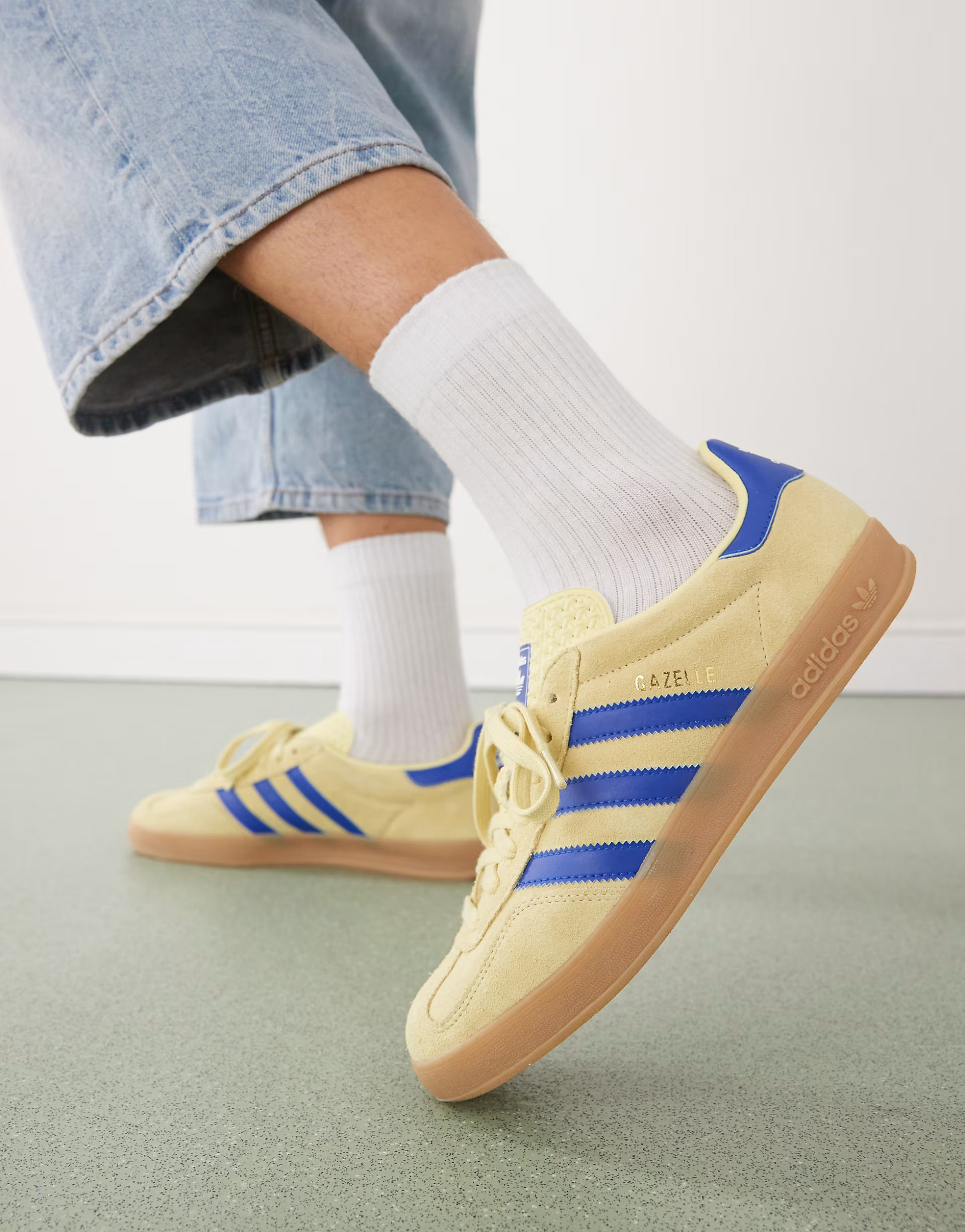 adidas Originals Gazelle Indoor sneakers in yellow and blue | ASOS | ASOS (Global)
