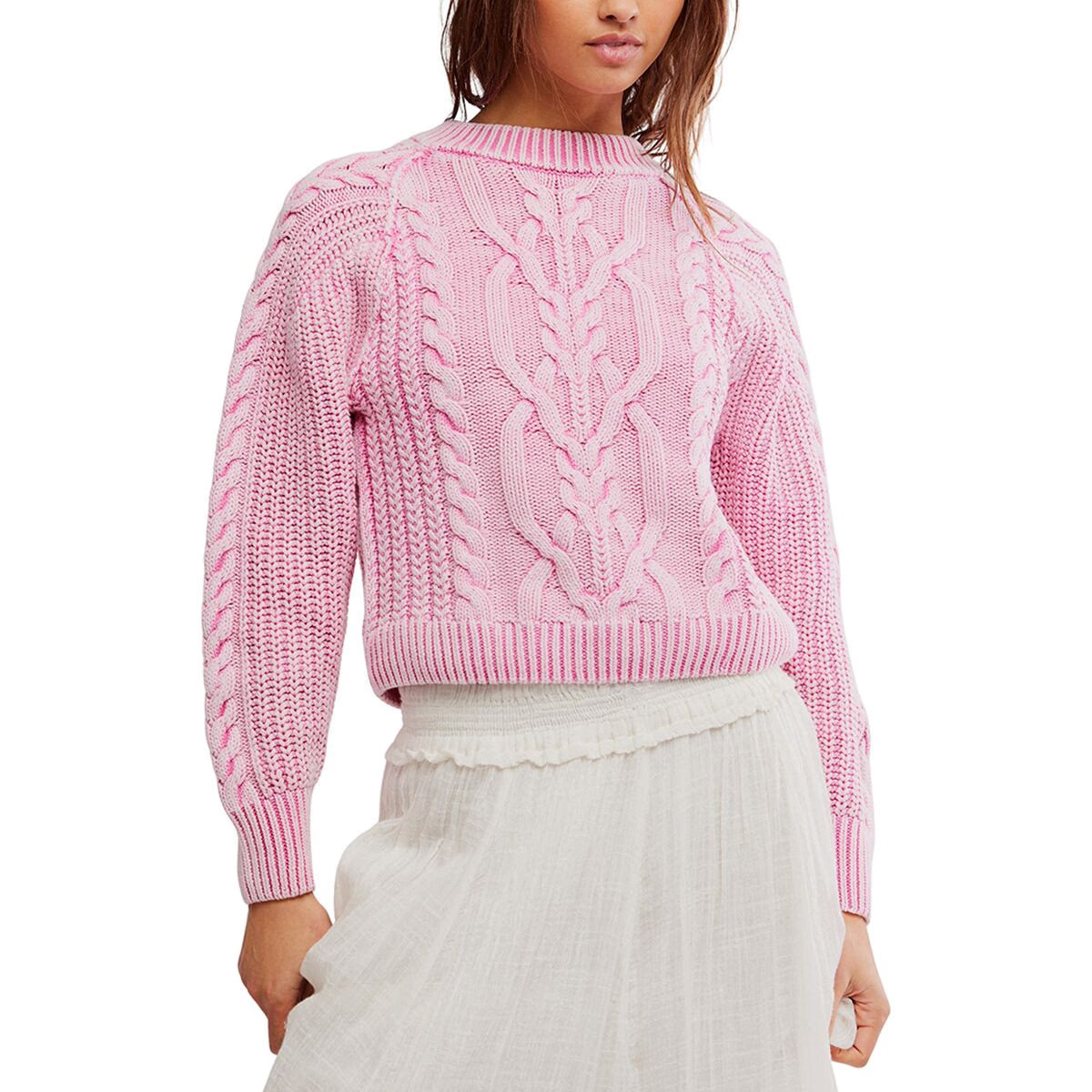 Free People Frankie Cable Sweater - Women's Aurora Pink, XL | Backcountry