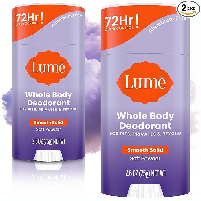 Lume Whole Body Deodorant - Smooth Solid Stick - 72 Hour Odor Control - Aluminum Free, Baking Sod... | Amazon (US)