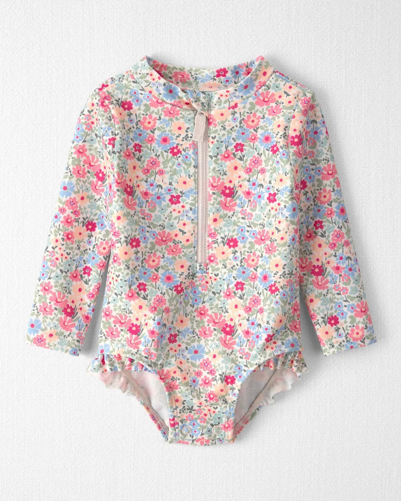 Little Planet Baby Girl Recycled Rashguard Swimsuit in Meadow Mix 12M Meadow Mix | Carter's Inc