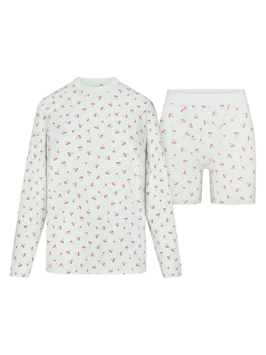 Women's Boyfriend Long-Sleeve & Boxer Set - Cloud Cherry Print - Size XS | Saks Fifth Avenue