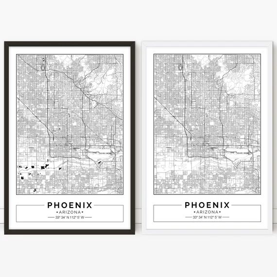 Phoenix map, Arizona, City map, Digital Poster, Printable, Wall art, city map print | Etsy (US)