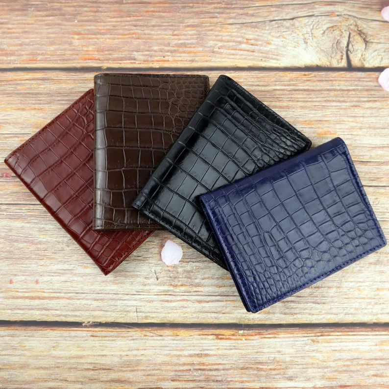Genuine Leather Passport Holde Double Sides Wallet, Alligator Personalized Leather Passport Holde... | Etsy (US)