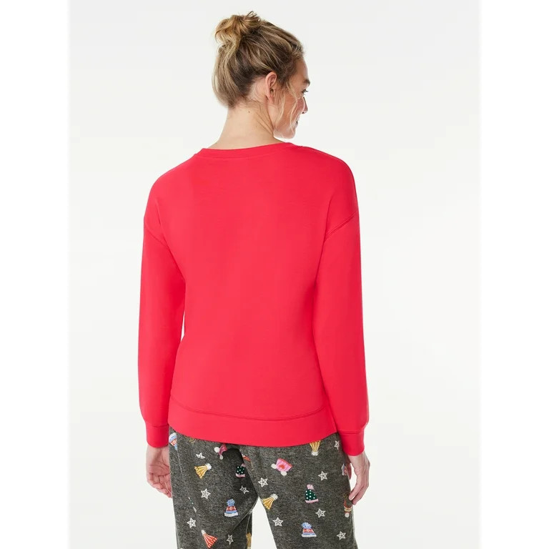 Joyspun Women's French Terry Sleep Top with Long Sleeves, Sizes XS to 3X | Walmart (US)