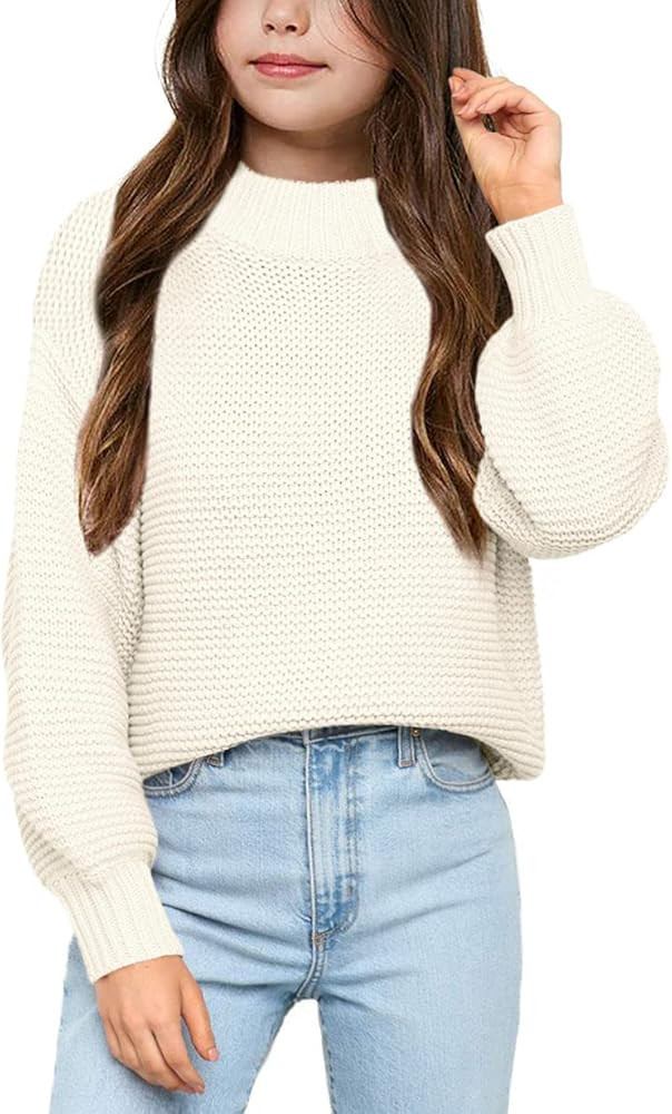 Imily Bela Girls Mock Neck Pullover Sweaters Casual Long Sleeve Knit Jumper Tops | Amazon (US)