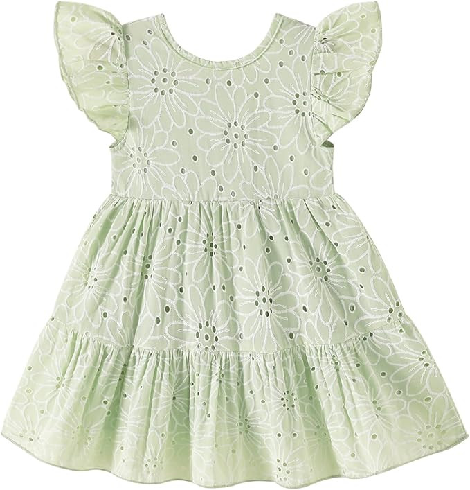 YOUNGER TREE Toddler Baby Girl Boho Dress Linen Ruffle Sleeveless Casual Dress Kids Solid Floral ... | Amazon (US)
