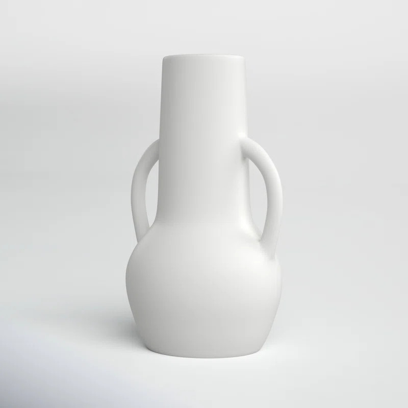 8" Decorative Ceramic Vase with Handles - Contemporary Flower for Home Office Decorative Table De... | Wayfair North America