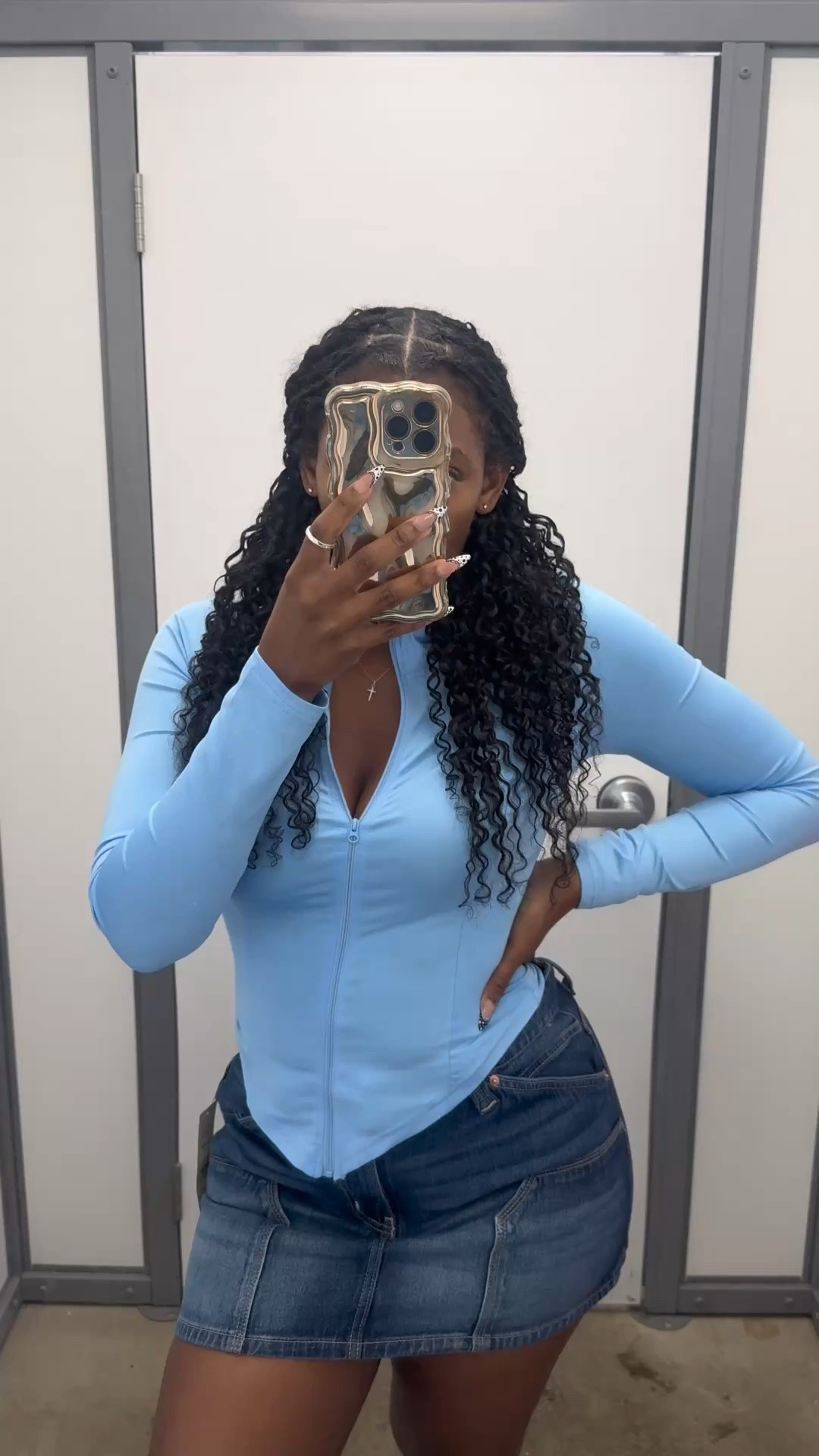 Have you seen the rainbow denim mini skirts? They don’t have much give, but they are super cute.

I’m wearing a size 8
I am 165 pounds 
I am 5’5”