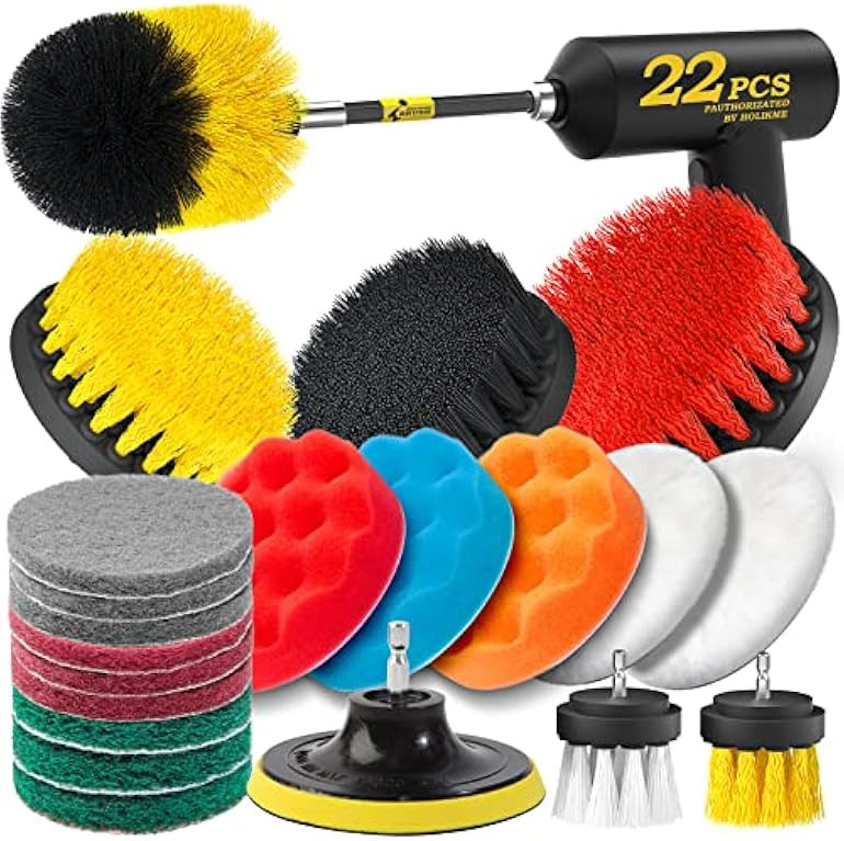 Holikme 22Piece Drill Brush Attachments Set, Scrub Pads & Sponge, Buffing Pads, Power Scrubber Br... | Amazon (US)