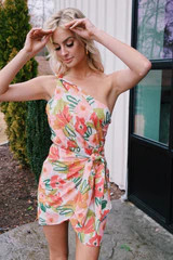 Kailani One Shoulder Mini Dress, Orange | North & Main Clothing Company