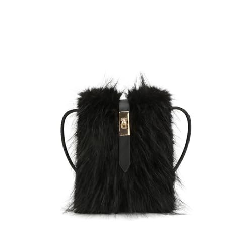 Extolove Furry Purse, Faux Fur Crossbody Bag Y2K Fluffy Bag Fuzzy Purses for Women (B Black) | Amazon (US)