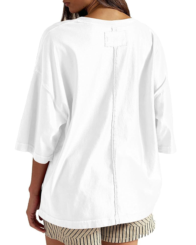 HUGOOME Womens Oversized T Shirts Summer Casual Short Sleeve Tops Cotton Crew Neck Loose Fit Basi... | Amazon (US)