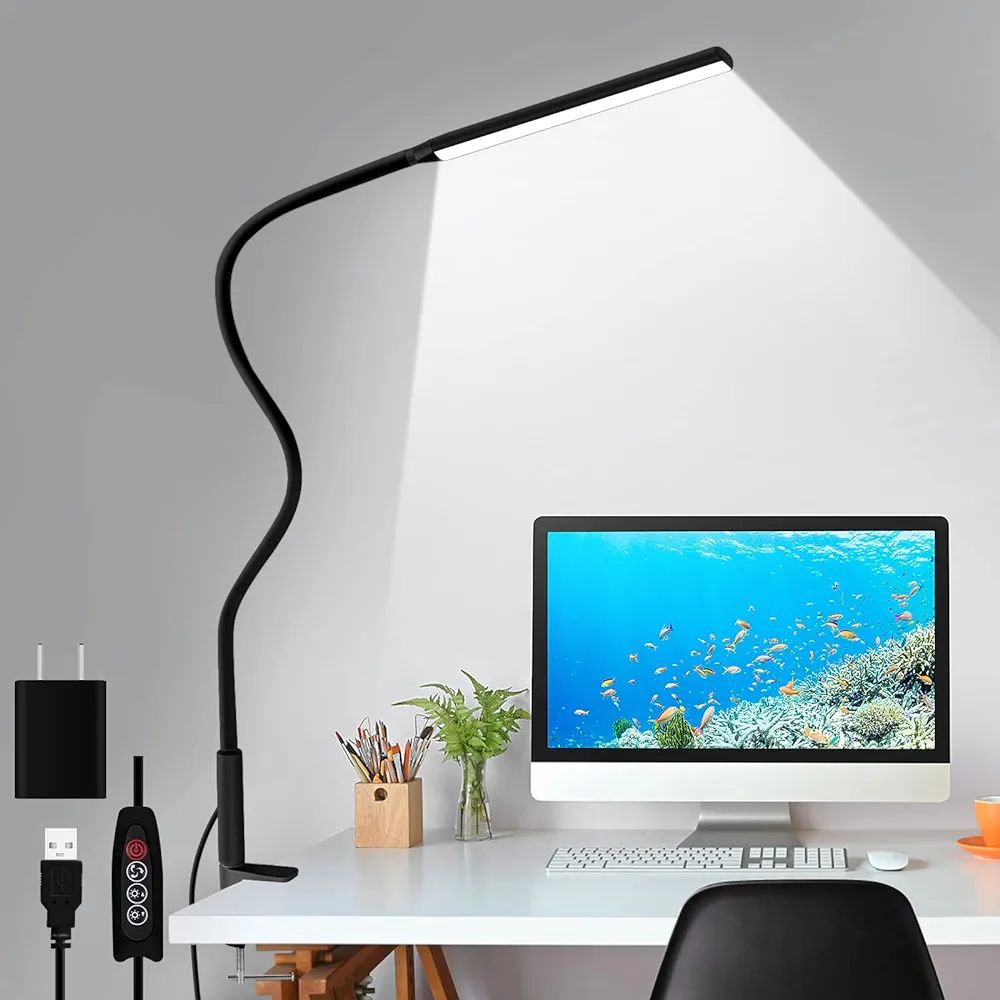LED Desk Lamp, Swing Arm Table Lamp with Clamp, Flexible Gooseneck Task Lamp, Eye-Caring Architec... | Amazon (US)