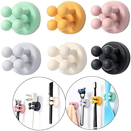 6 Pack Self Adhesive Hooks Holders for Hanging Towel Key Clothes Plug Cable, Silicone Decoration ... | Amazon (US)