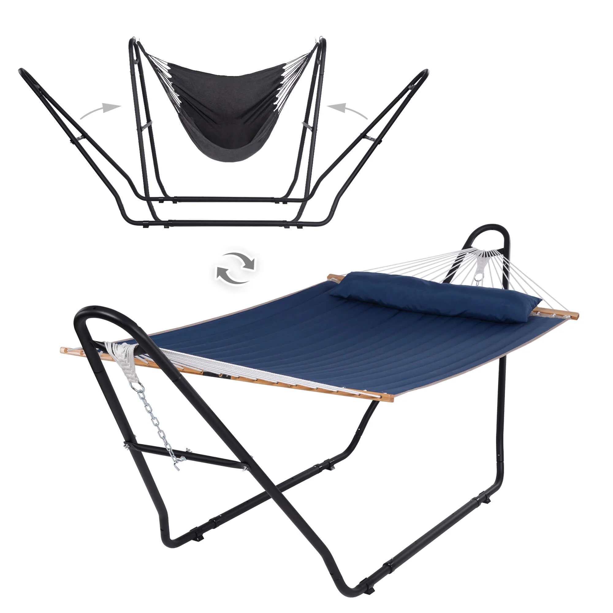 2-in-1 Portable Double Hammock with Stand for Outdoor - SUNCREAT - suncreatoutdoor | Suncreatoutdoor