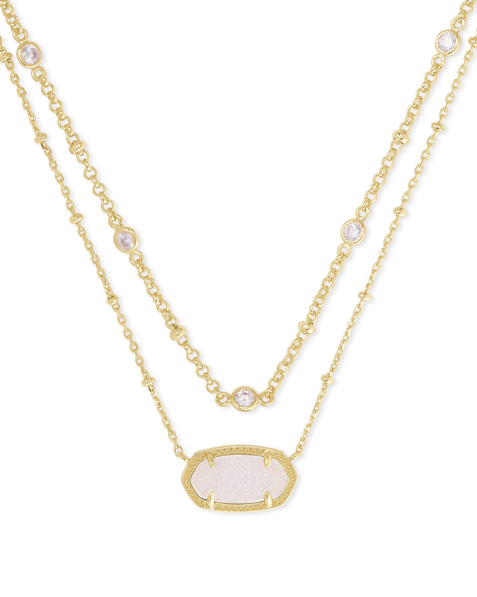 Elisa Gold Multi Strand Necklace in Iridescent Drusy | Kendra Scott | Kendra Scott