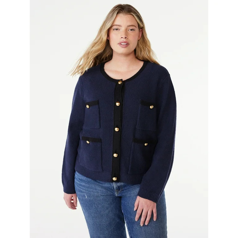 Free Assembly Women's Patch Pocket Cardigan Sweater, Midweight, Sizes XS-XXL | Walmart (US)