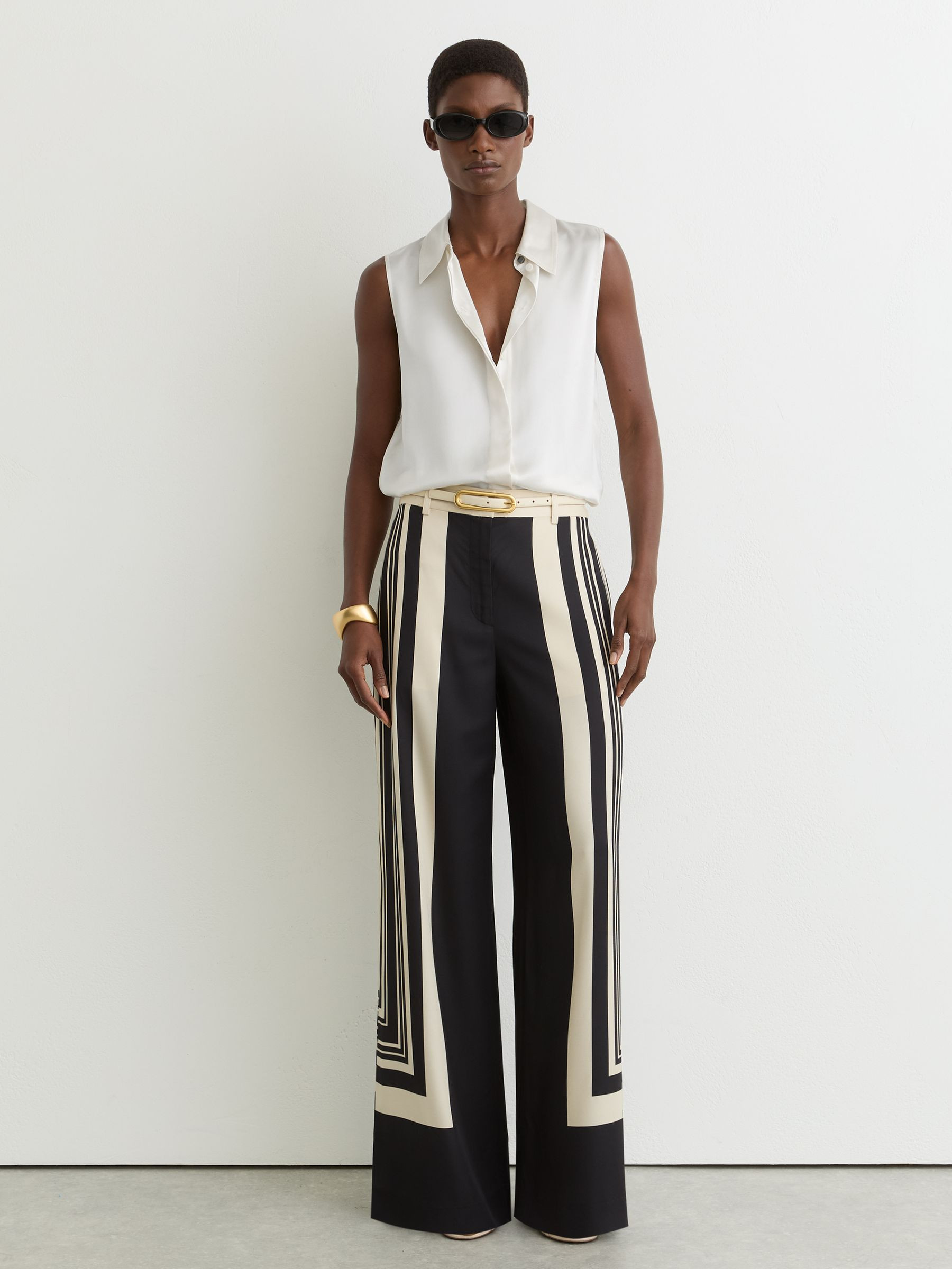 Reiss Silk Sleeveless Shirt in Ivory - REISS | Reiss UK