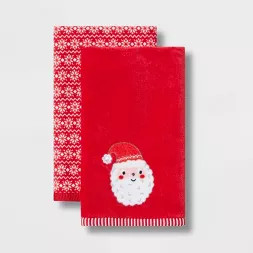 2pk Embroidery Hem Holiday Hand Towel Set - Wondershop™ | Target