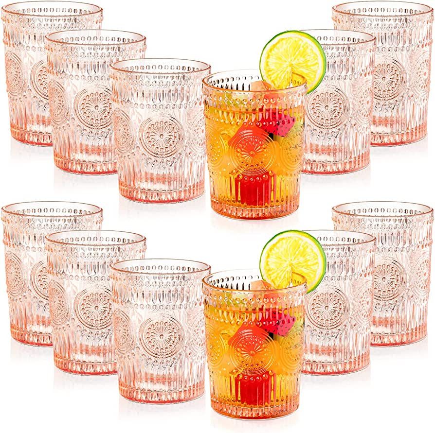 Eccliy 12 Pack 10 oz Romantic Water Glasses Vintage Glassware Drinking Glasses Tumblers Set for J... | Amazon (US)