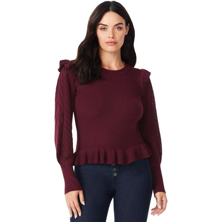 Sofia Jeans by Sofia Vergara Women's Pointelle Sleeve Sweater | Walmart (US)